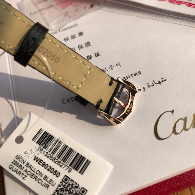卡地亞石英手錶 Cartier經典款真鑽藍氣球女裝腕表 美洲鱷魚皮錶帶  gjs2104